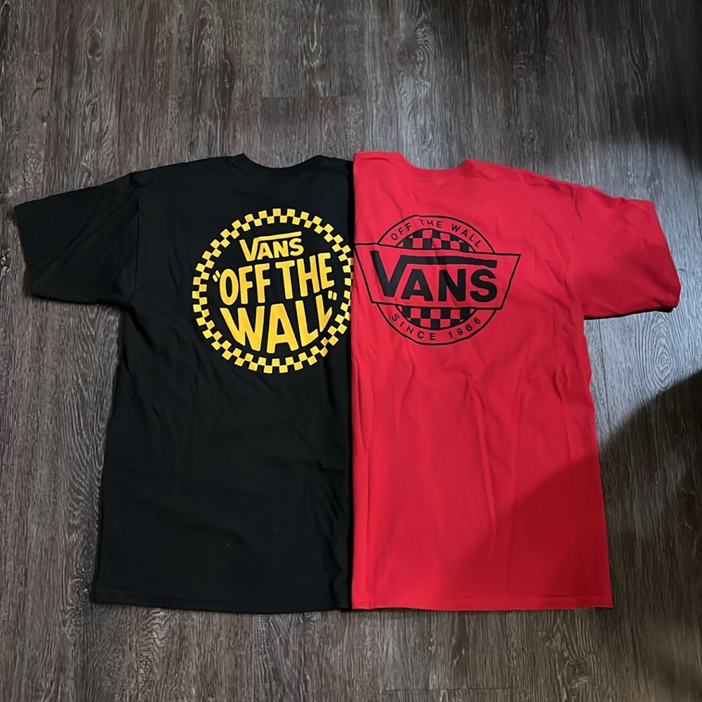 Red and Black Vans t shirts